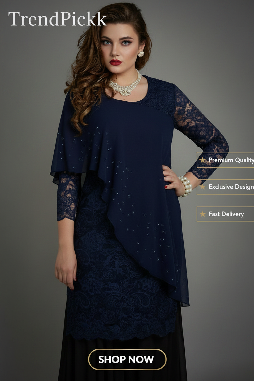 Lace Three-Quarter Sleeve Evening Dress | Elegant Solid Color Formal Gown
