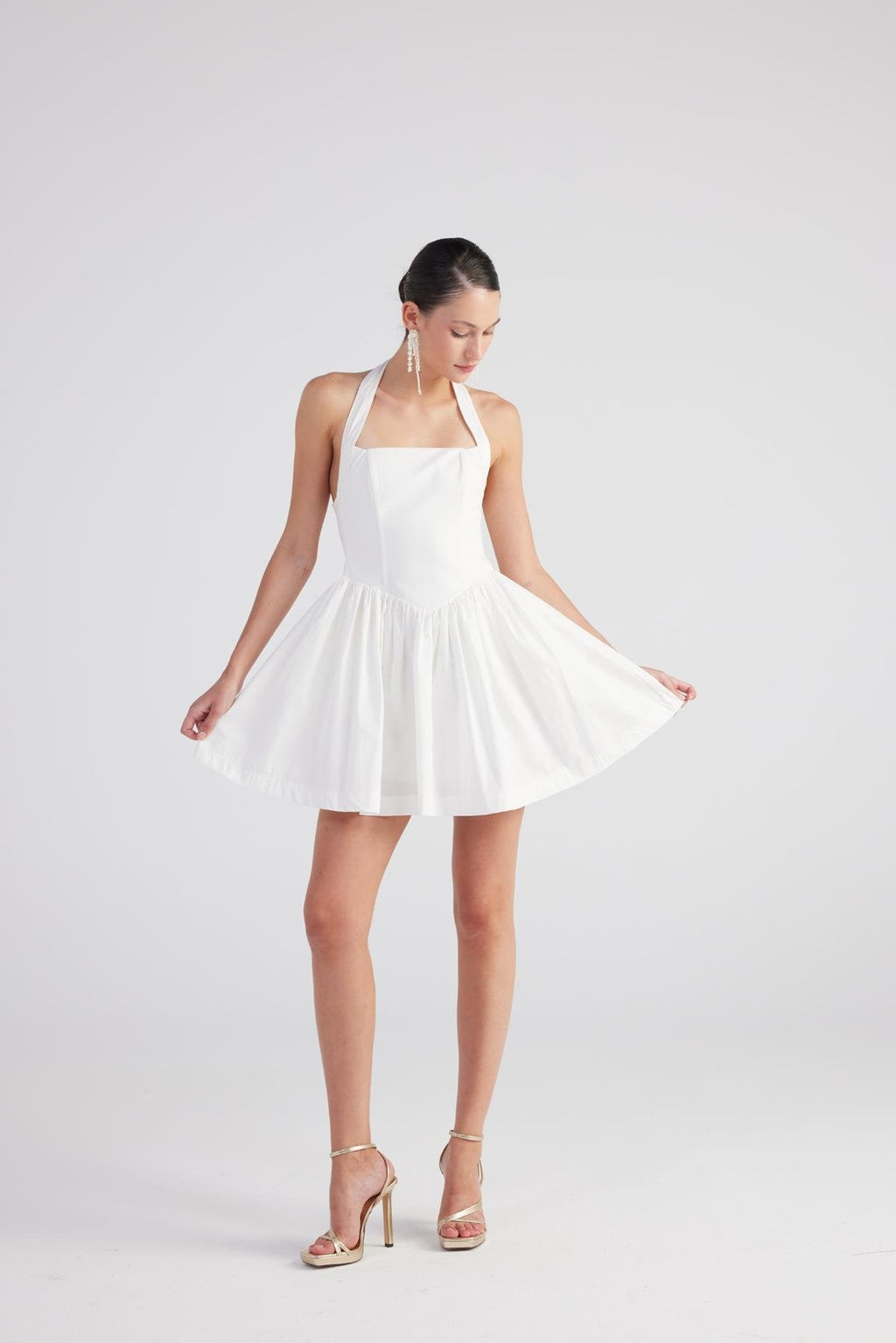 Teresa White Pleated Skirt Mini Dress | Flirty Feminine Occasion Wear