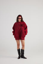 Alexa Burgundy Oversize Bomber Jacket
