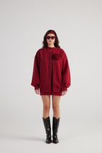 Alexa Burgundy Oversize Bomber Jacket