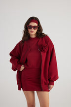 Alexa Burgundy Oversize Bomber Jacket