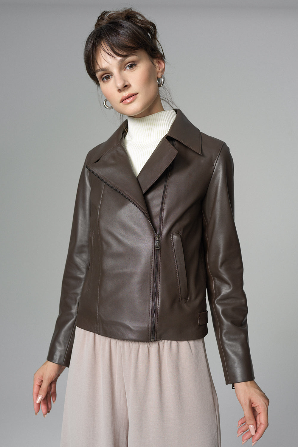 Women's Chocolate Genuine Leather Jacket | 100% Real Sheepskin | XS–3XL