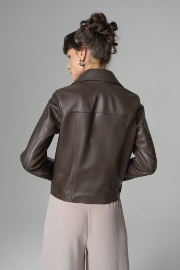 Women's Chocolate Genuine Leather Jacket | 100% Real Sheepskin | XS–3XL