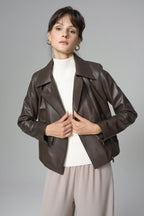 Women's Chocolate Genuine Leather Jacket | 100% Real Sheepskin | XS–3XL