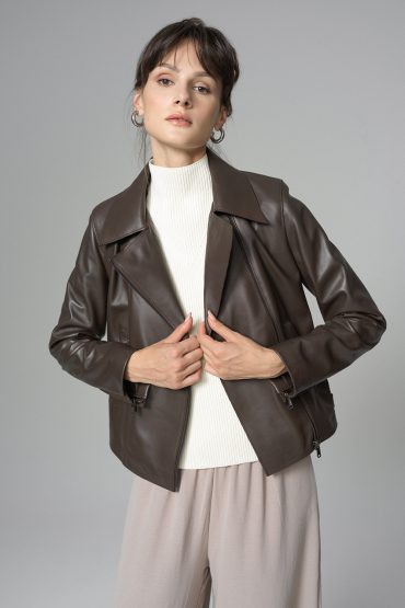 Women's Chocolate Genuine Leather Jacket | 100% Real Sheepskin | XS–3XL