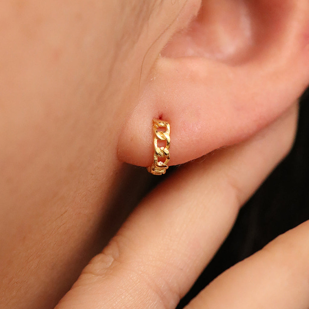 8mm Rope Huggie Earrings | Textured Hoop Earrings for Women