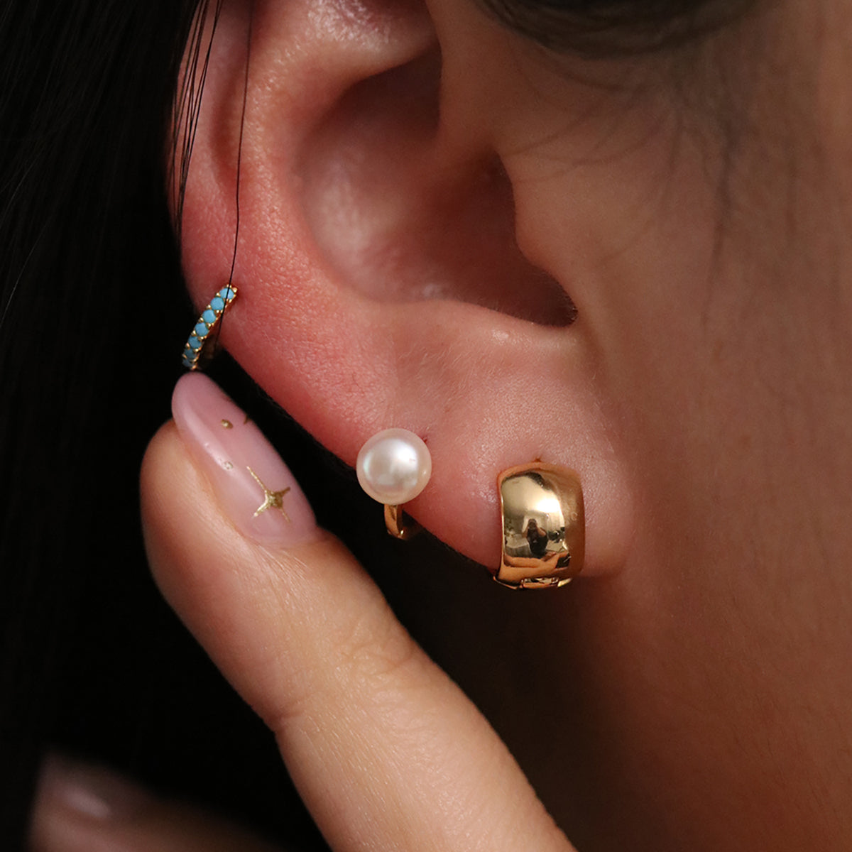 Freshwater Pearl Huggie Earrings | Elegant Natural Pearl Hoops