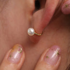 Freshwater Pearl Huggie Earrings | Elegant Natural Pearl Hoops