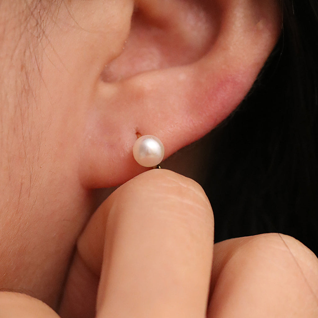 Freshwater Pearl Huggie Earrings | Elegant Natural Pearl Hoops