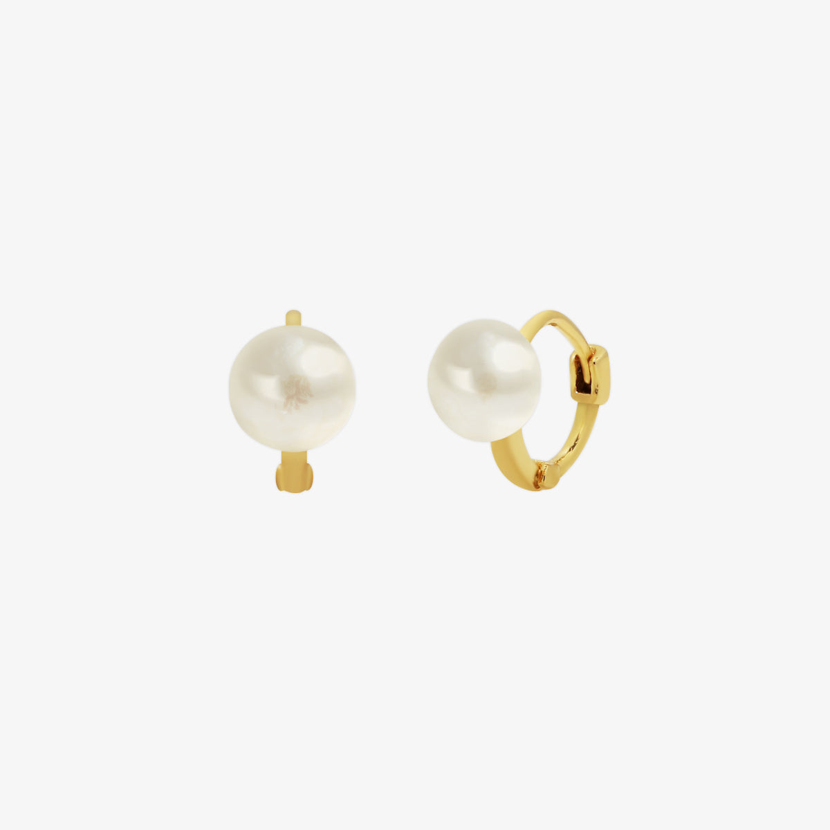 Freshwater Pearl Huggie Earrings | Elegant Natural Pearl Hoops