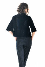 Women's Navy Blue Genuine Mink Fur Jacket | Luxury Short Fur Coat | S–XL