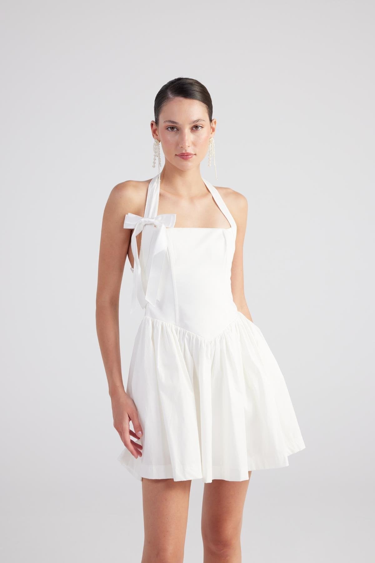 Teresa White Pleated Skirt Mini Dress | Flirty Feminine Occasion Wear