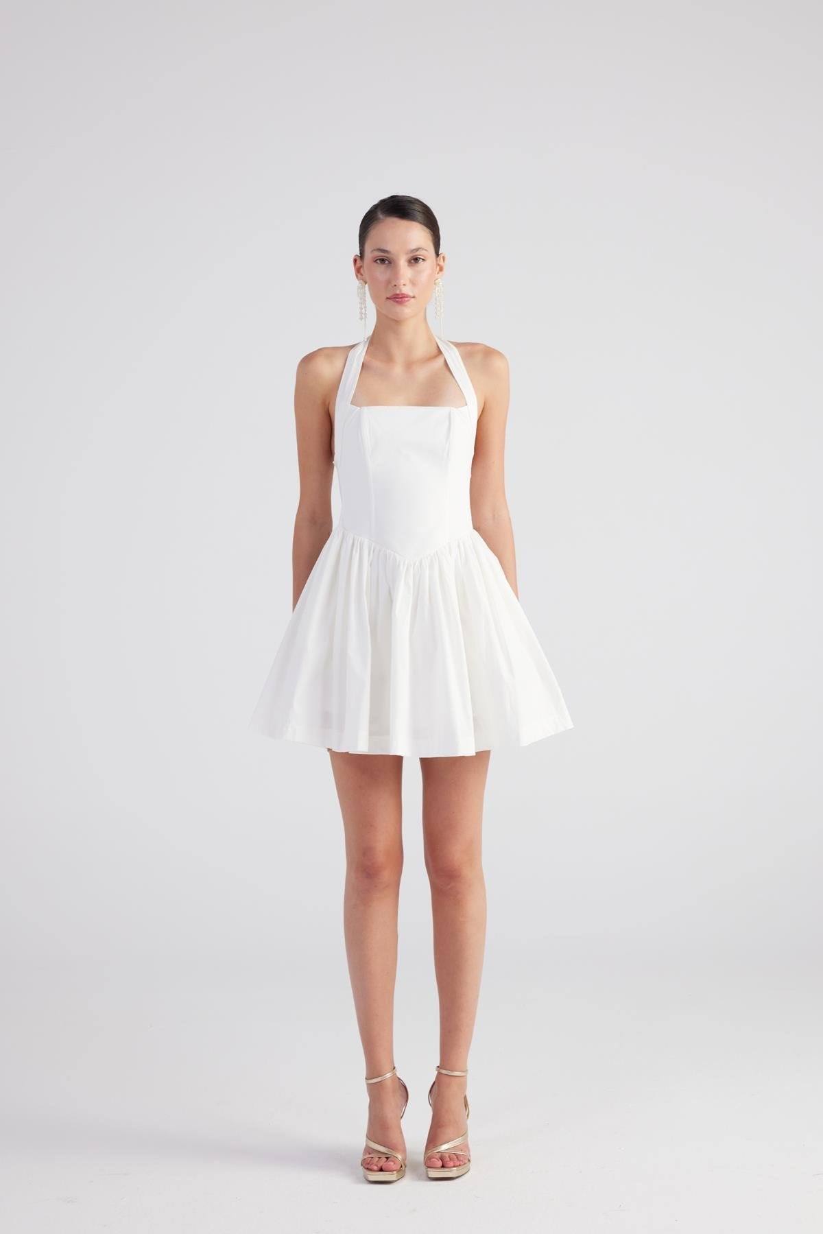 Teresa White Pleated Skirt Mini Dress | Flirty Feminine Occasion Wear