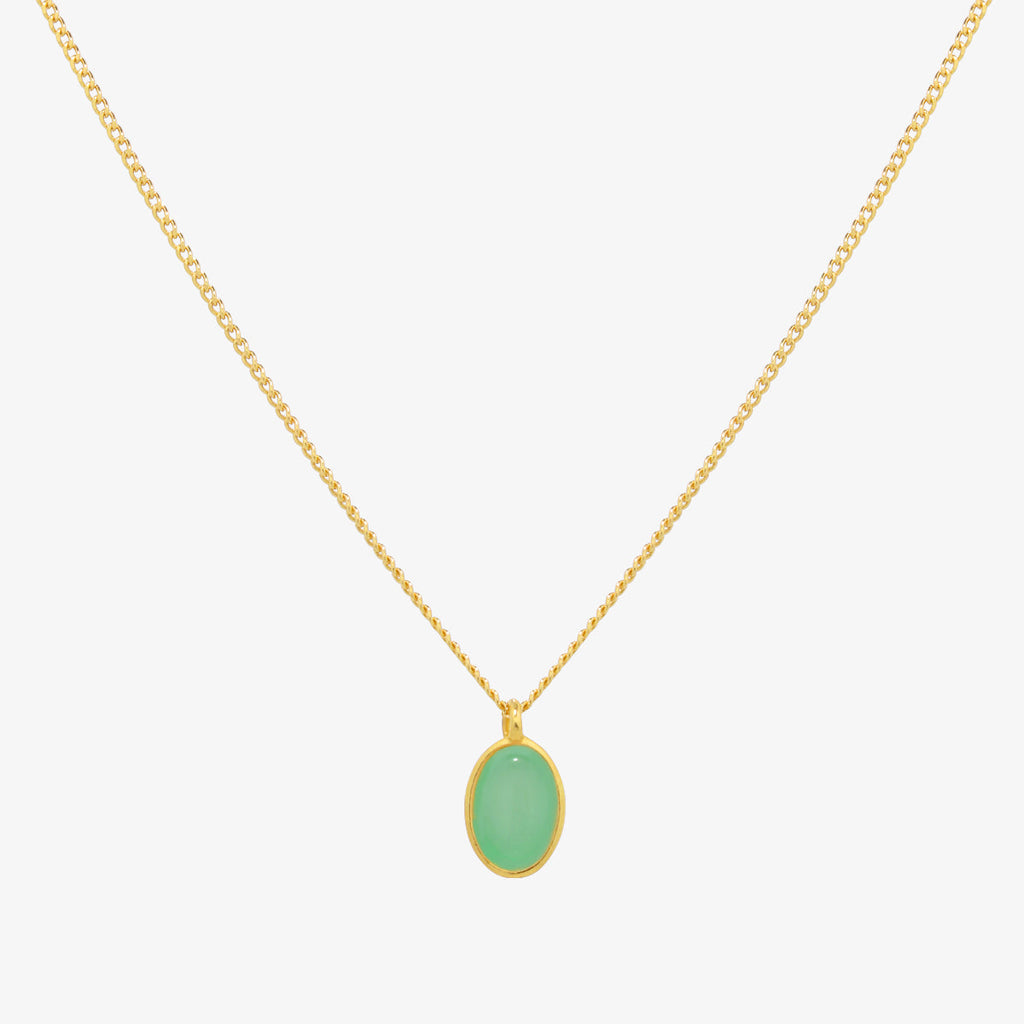 Gemstone Oval Pendant Necklace | Elegant Stone Drop Jewellery