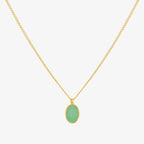 Gemstone Oval Pendant Necklace | Elegant Stone Drop Jewellery